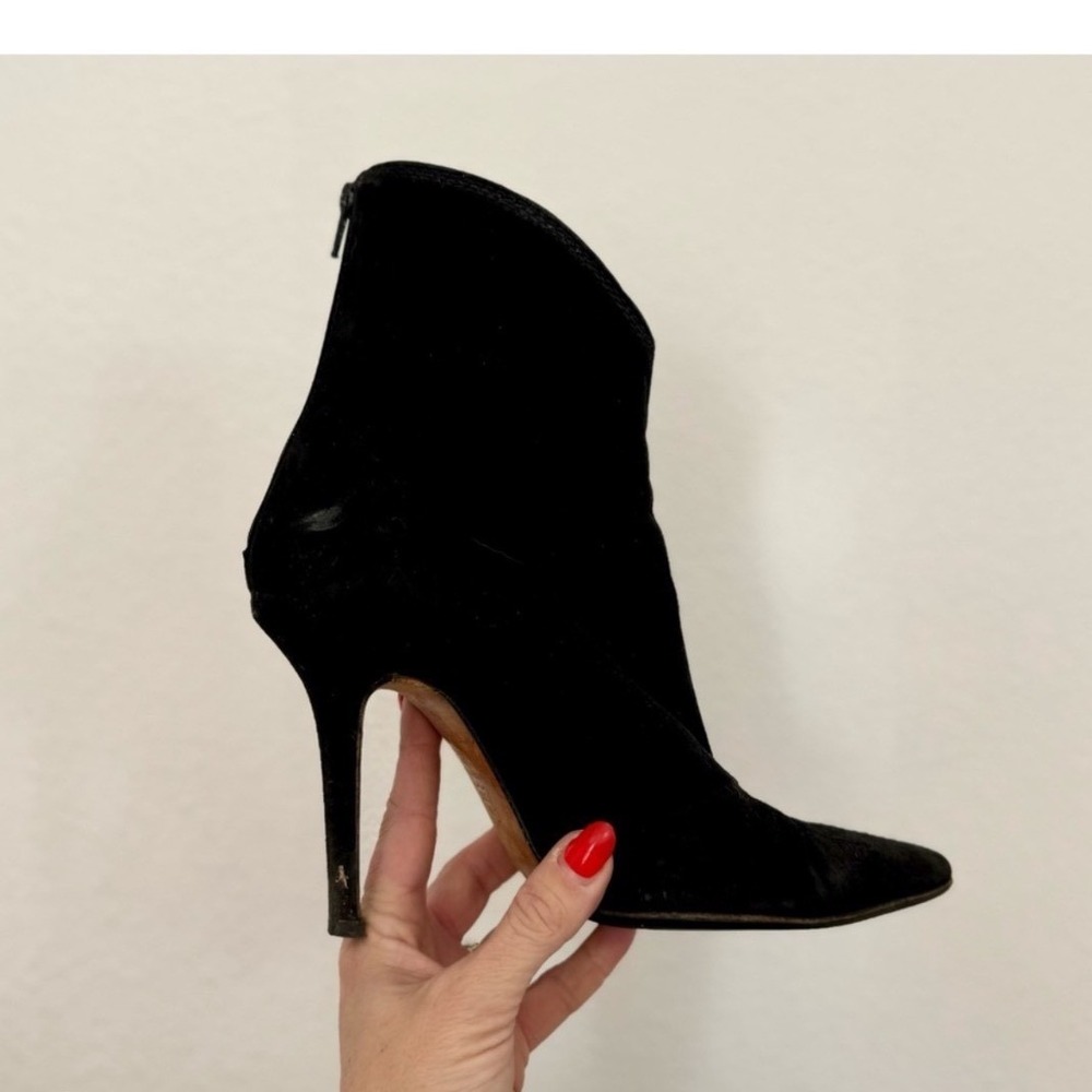 Jimmy Choo Black Suede Pointed Toe Stiletto Ankle Boots Booties Size 38.5 - Picture 2 of 14